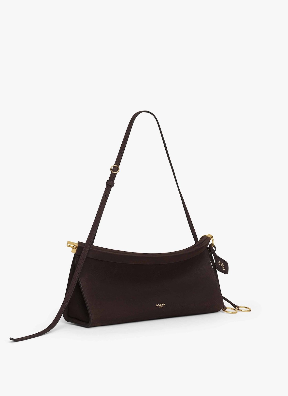 LE CLICK EAST WEST MEDIUM BAG IN NUBUCK ALAÏA DARK BROWN LE CLICK EAST WEST MEDIUM BAG IN NUBUCK